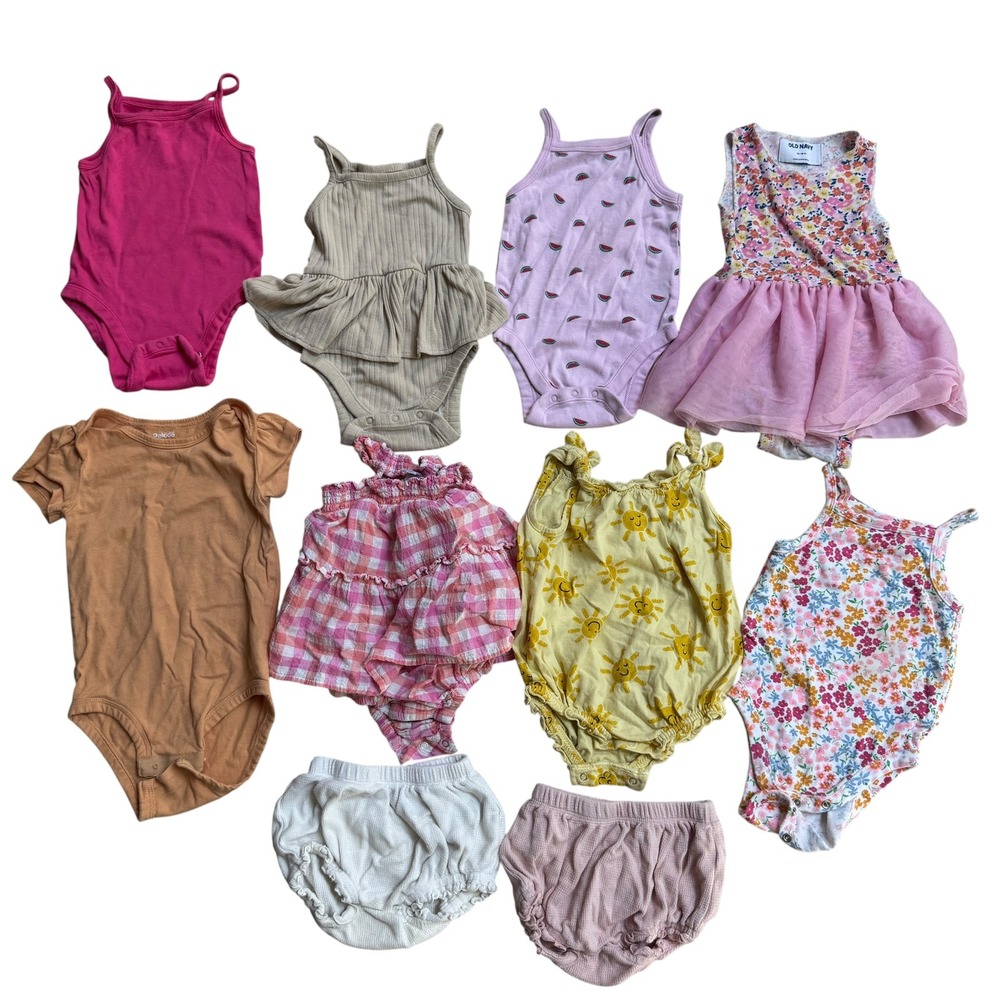 Baby Girl 12-18M Romper Bodysuit Bloomer Bundle Pink Yellow Summer Floral 10pc